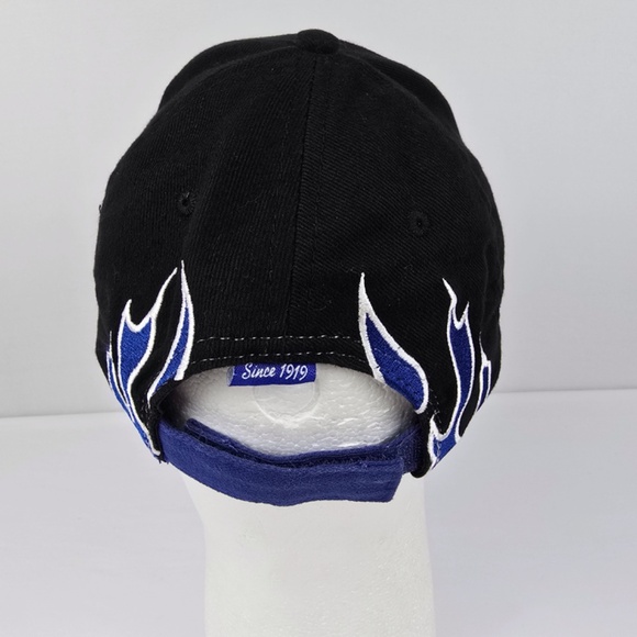 Cornwell Tools Hat Cap Velcro Strapback Adjustable Black W/ Blue Velour Flames - Picture 4 of 6
